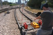 Ultrasonic flaw detector UDS2-73 performs testing of rails in the process of educational training arranged by OKOndt GROUP, Turkey, August 2020