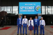 OKOndt Group specialists team at the entrance to the 12 European conference of NDT - Gothenburg, Sweden, June 2018