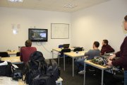 OKOndt Group's shows British colleagues a video presentation of the TOFD 2.2 PRO system - a training on how to use the equipment, December 2017, Swansea, UK