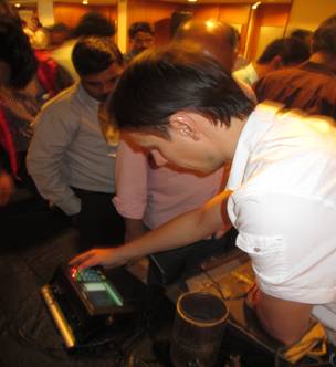 Demonstration of work of portable ultrasonic flaw detectors made by OKOndt Group during the NDE-2014, India