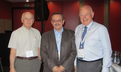 V. Radko, OKOndt Group representative, Mike Farley, the President of ICNDT, and John Thompson, the WG1 member - WCNDT-2012