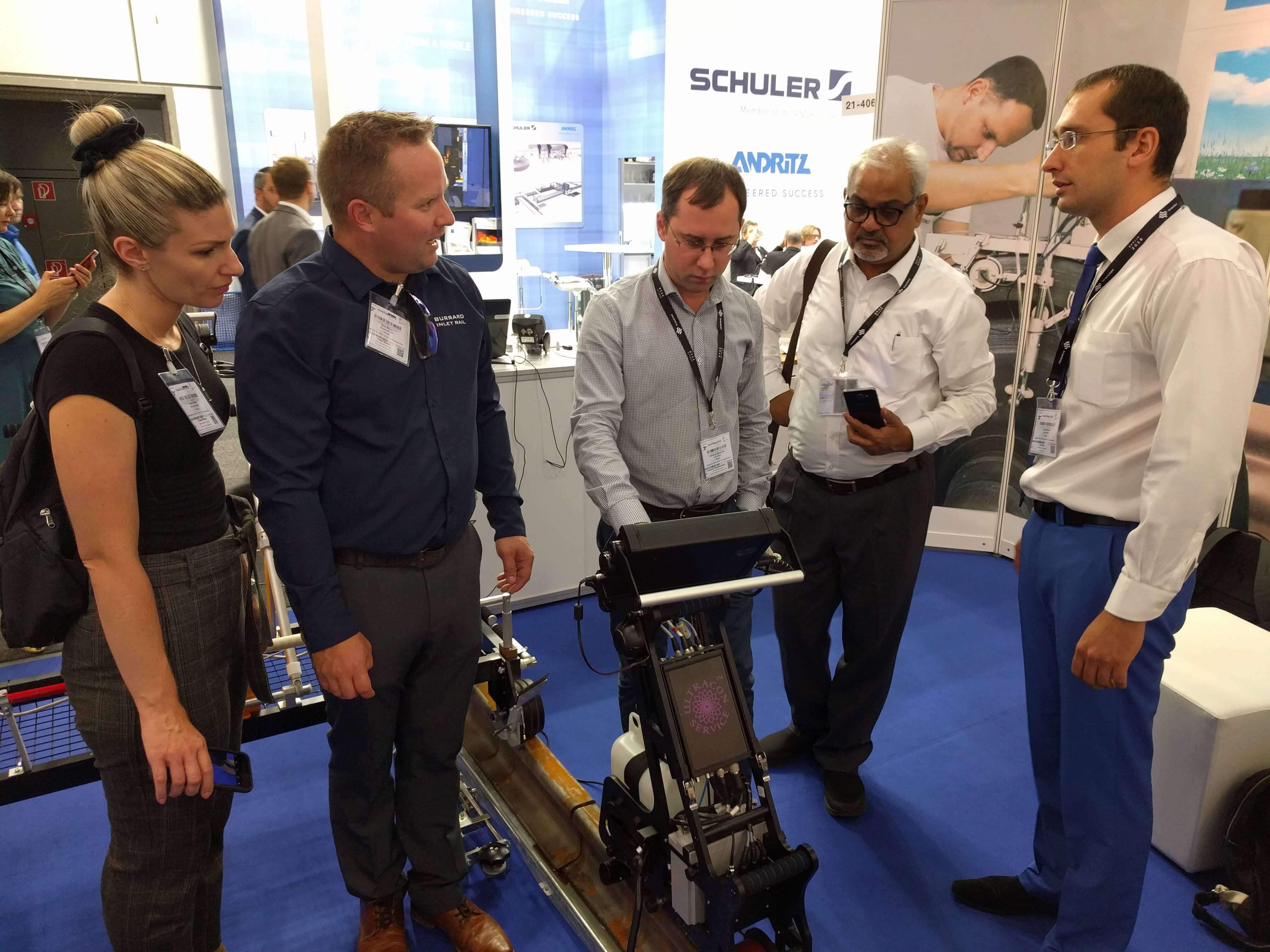 Visitors of the International Trade Show for Transport Technology in Germany InnoTrans-2018 explore single rail flaw detector UDS2-77
