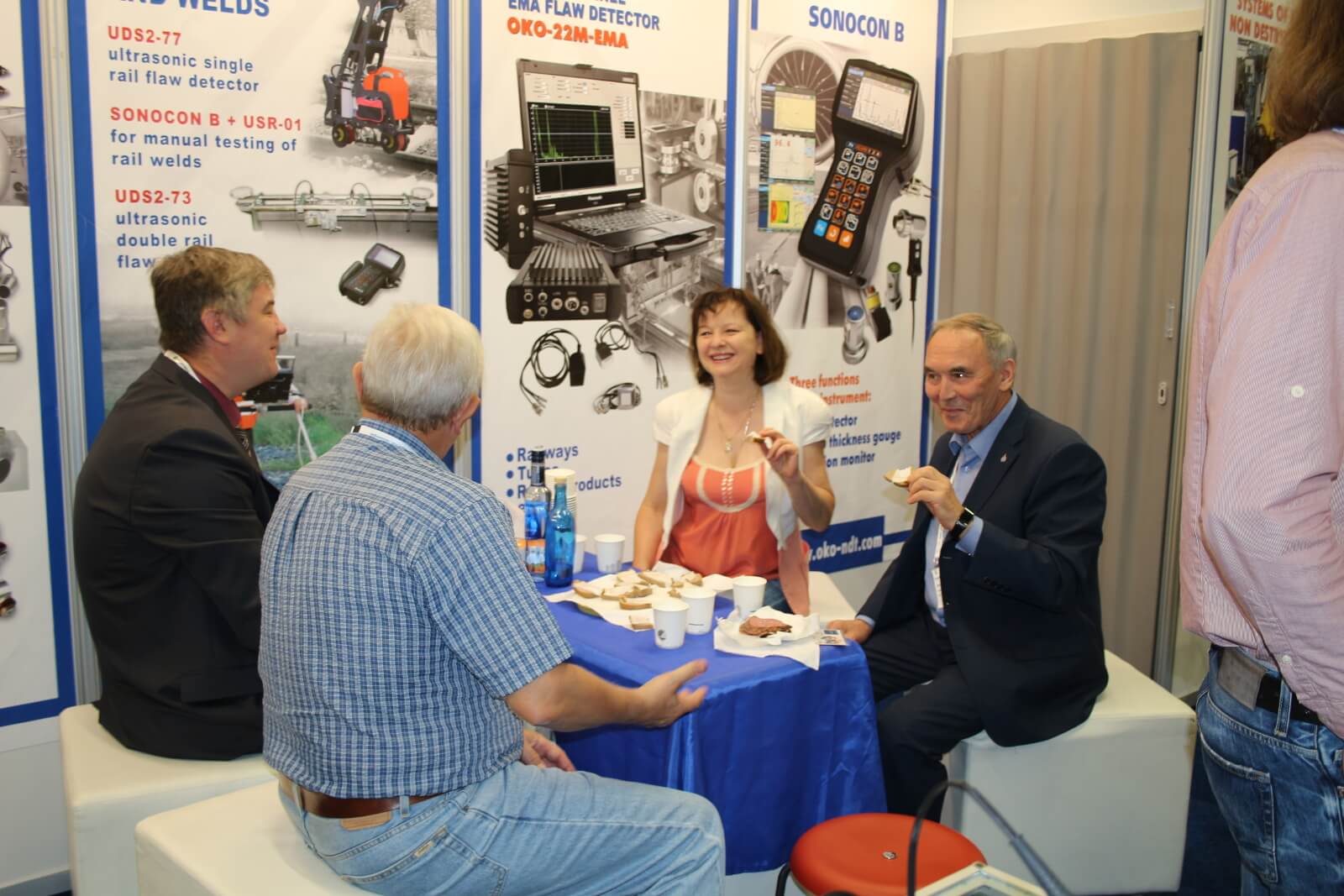 Warm meeting of OKOndt Group representatives with colleagues at the 12th European conference of NDT - June 2018, Gothenburg, Sweden