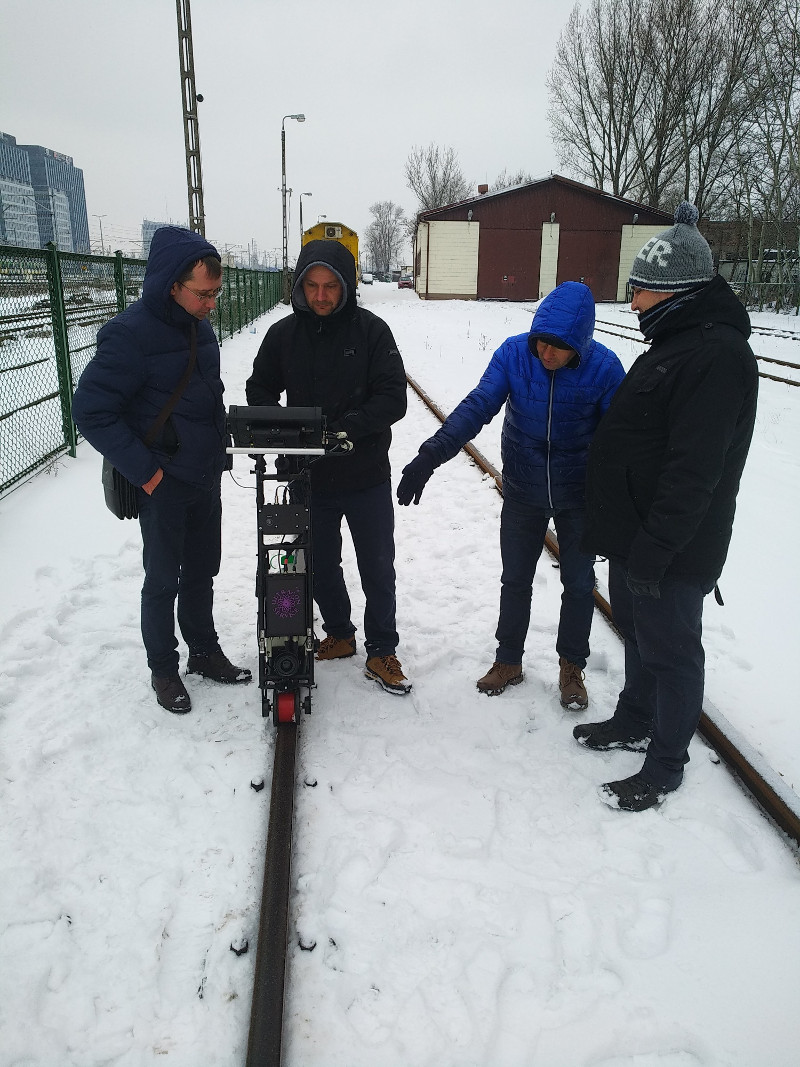 OKOndt Group's specialists train the Polish NDT specialists to perform testing with the help of the ultrasonic single rail flaw detector UDS2-77 — on-site training, February 2019