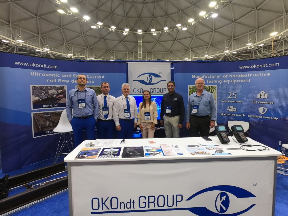 OKOndt Group team and the representatives of our American distributor   at the International Exhibition Railway Interchange, Miami, 2019