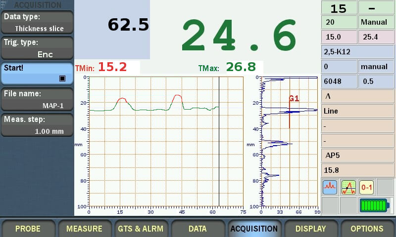 Screen of the tool for NDT and monitoring of corrosion made by OKOndt Group