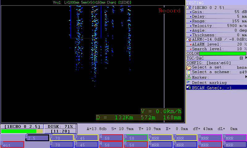 B-Scan (with 0°probe) of squat defects