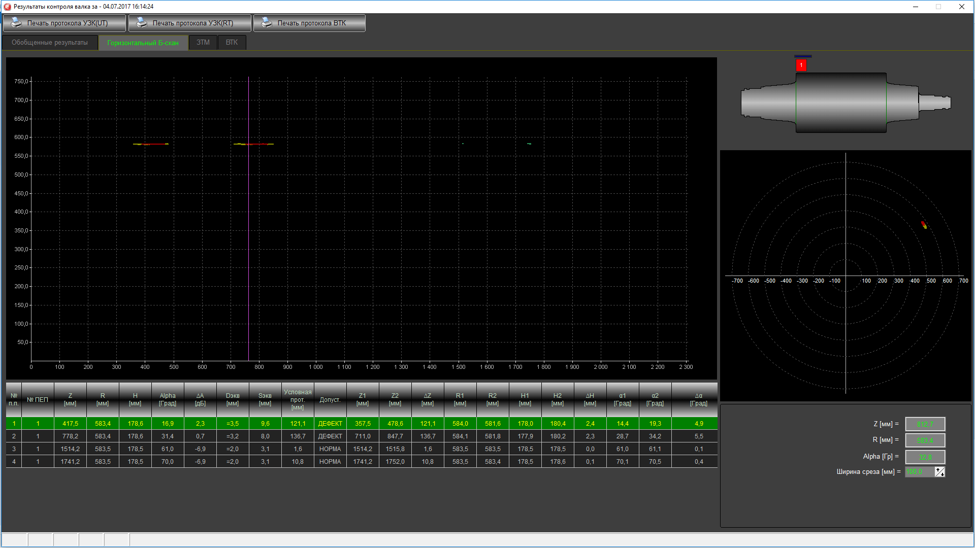 Program of the B-35 system of non-destructive work rolls testing 