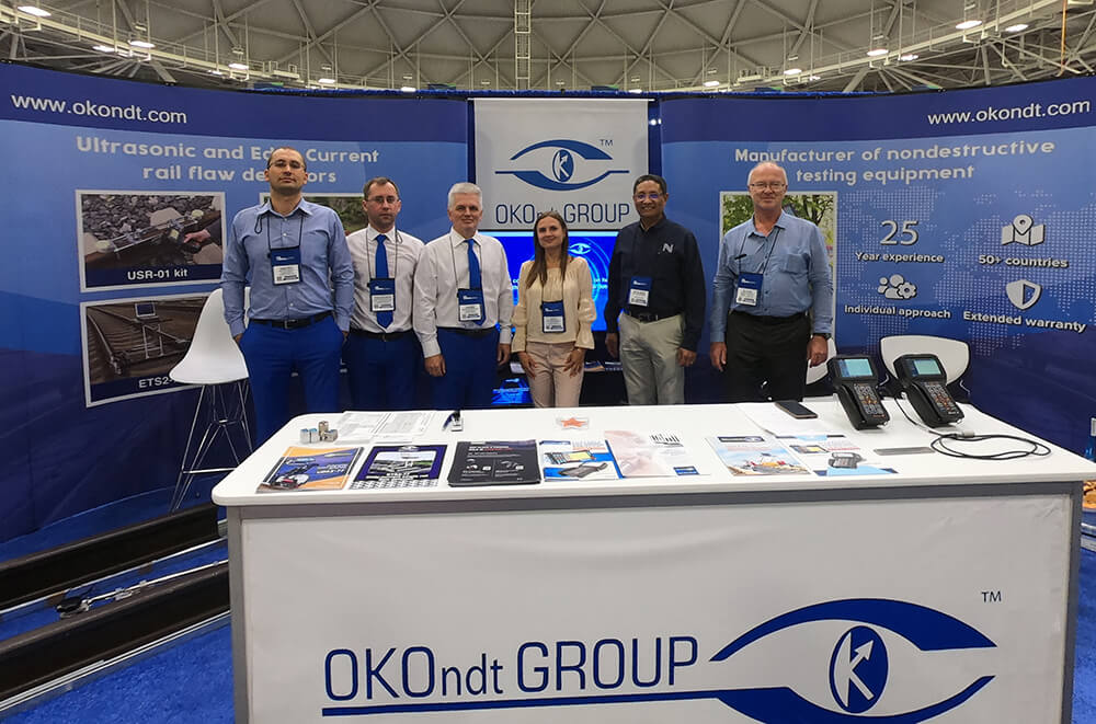 OKOndt Group team: engineer, managers, interpreter and distributor's representatives at the Railway Interchange-2019,Minneapolis, September 2019