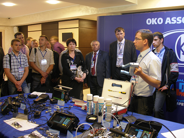 Portable ultrasonic flaw detectors, magnetic yokes, probes and calibration blocks exhibited at the international Conference and Exhibition Non-Destructive Testing 2014