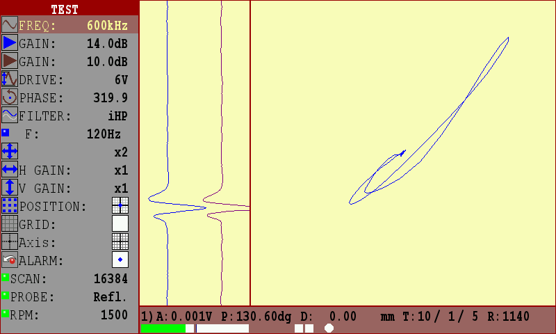 Eddy current flaw detector Eddycon C Different modes of full-screen presentation