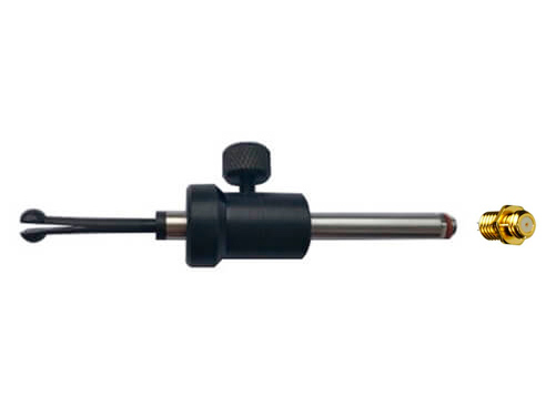 Manual bolt hole probe with split tip