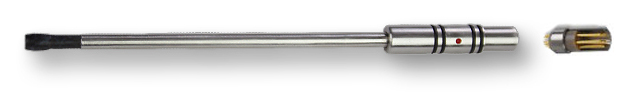 Eddy-current Dynamic Rotating Rigid Probe (with stainless steel housing) for bolt holes testing (coils are positioned at right angles to the probe shaft length, Differential Unshielded)