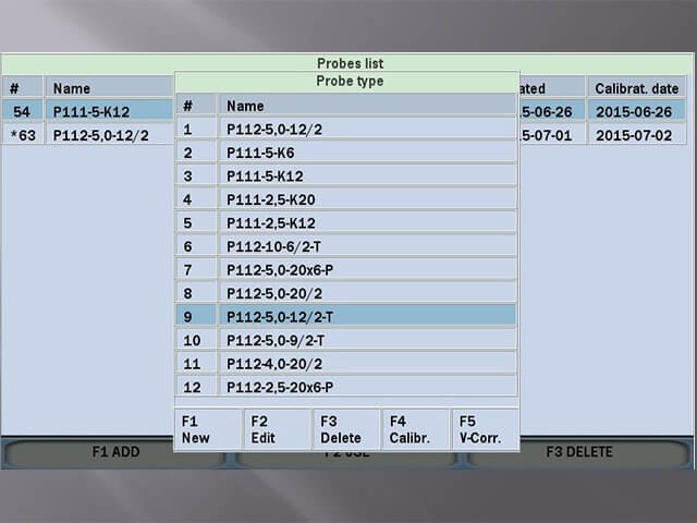 Probes library of the compact ultrasonic flaw detector Sonocon B in of «Thickness Gauge +» version