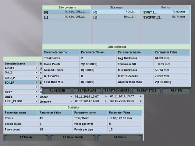 Measurement data on the screen of the compact ultrasonic flaw detector Sonocon B in «Thickness Gauge +» version 