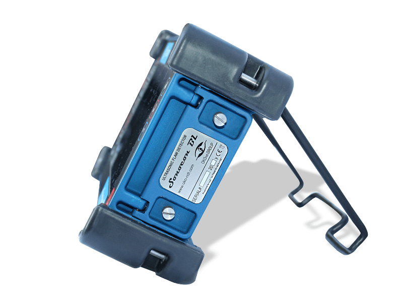 Ultrasonic compact flaw detector with a large screen Sonocon BL on the support, side view