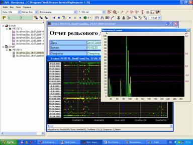 Software for viewing and analyzing test results of UDS2-73 ultrasonic rail flaw detector